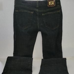 bebe Carmen low rise dark black denim Interlock Patch flare Jeans-26